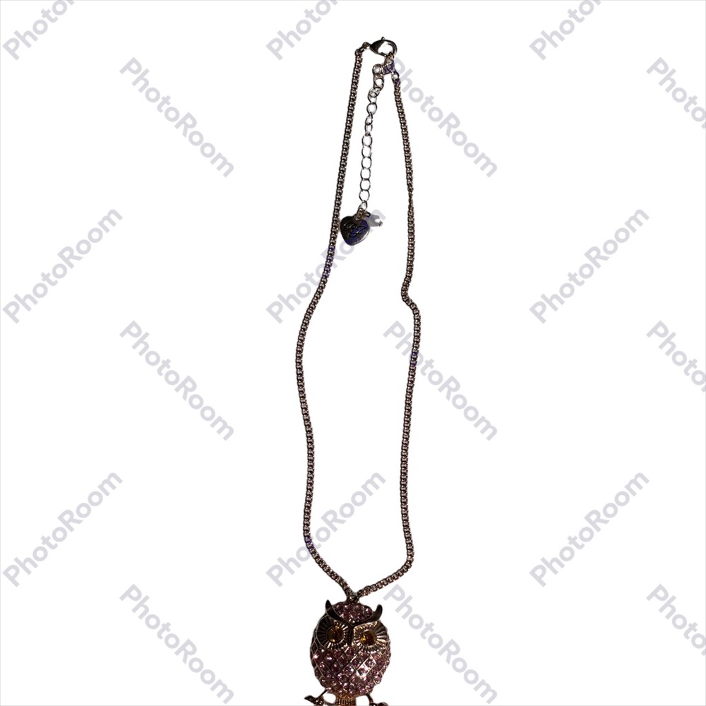 Betsey Johnson owl pendant filled with rhinestones on beautiful chain - Picture 10 of 11